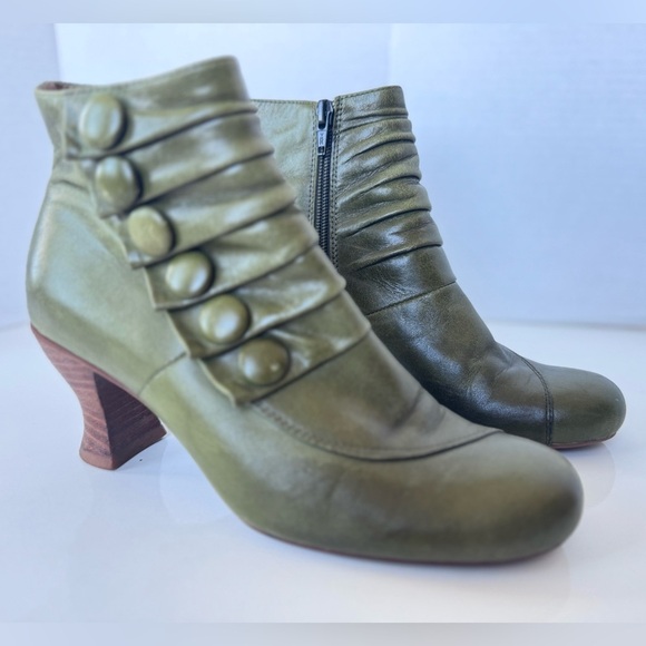 Miz Mooz Alisa Ruched Buttoned Leather Booties Womens Size 36 - Picture 2 of 11